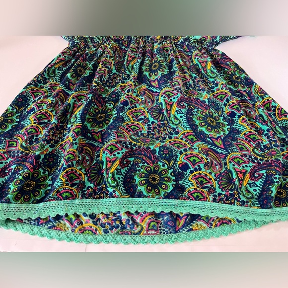 America & Beyond Bohemian Empire Waist Paisley Pom Pom Swim Cover Up Large - Picture 9 of 10